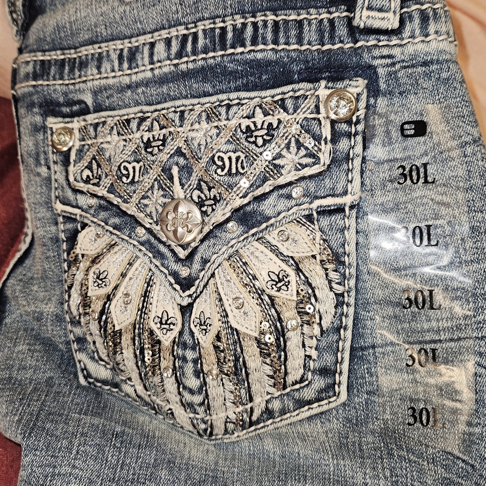 Miss Me Denim Jeans with Silver Accents